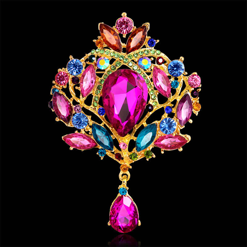 Broche en forme de goutte d'eau en forme de bouton floral brillant pour femme