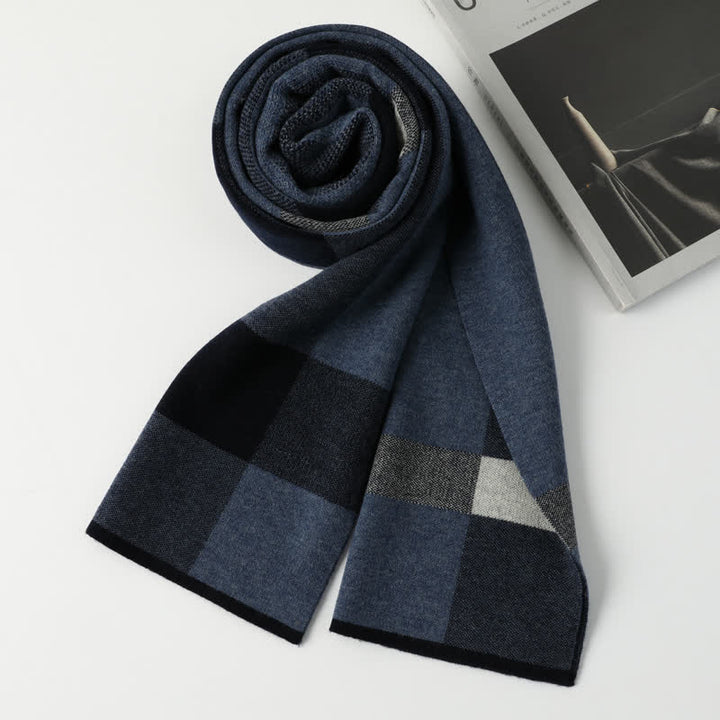 Écharpe en pure laine à carreaux pour homme, idéale pour les loisirs et les affaires