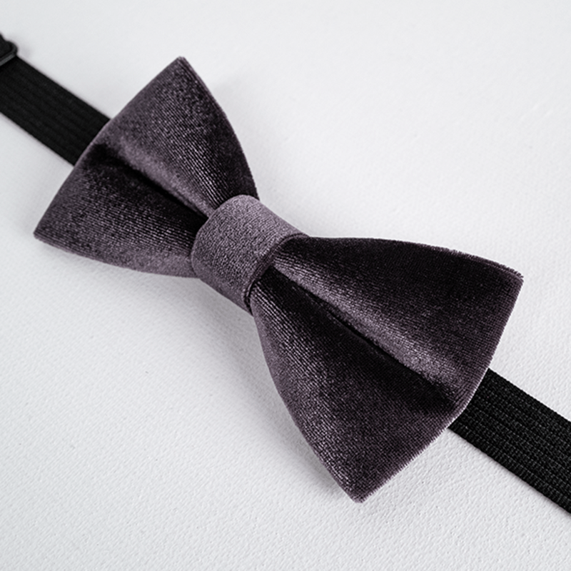 Nœud papillon en velours de couleur unie violet foncé pour homme