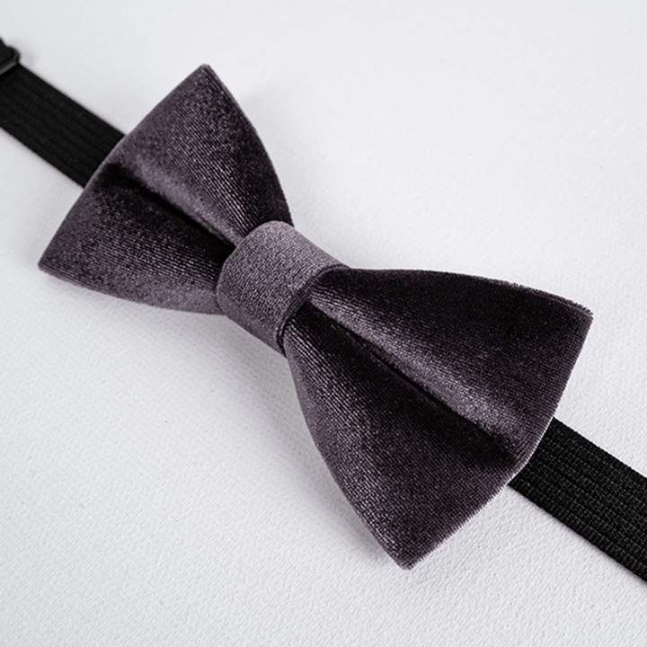Nœud papillon en velours de couleur unie violet foncé pour homme