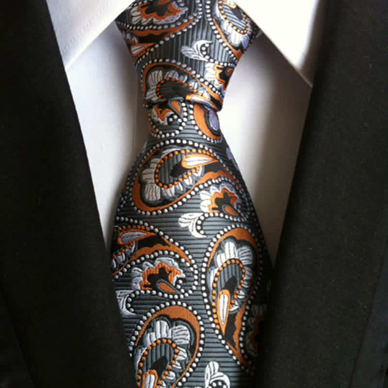 Cravate à motif cachemire Sea Wave pour homme - Gris - image 0