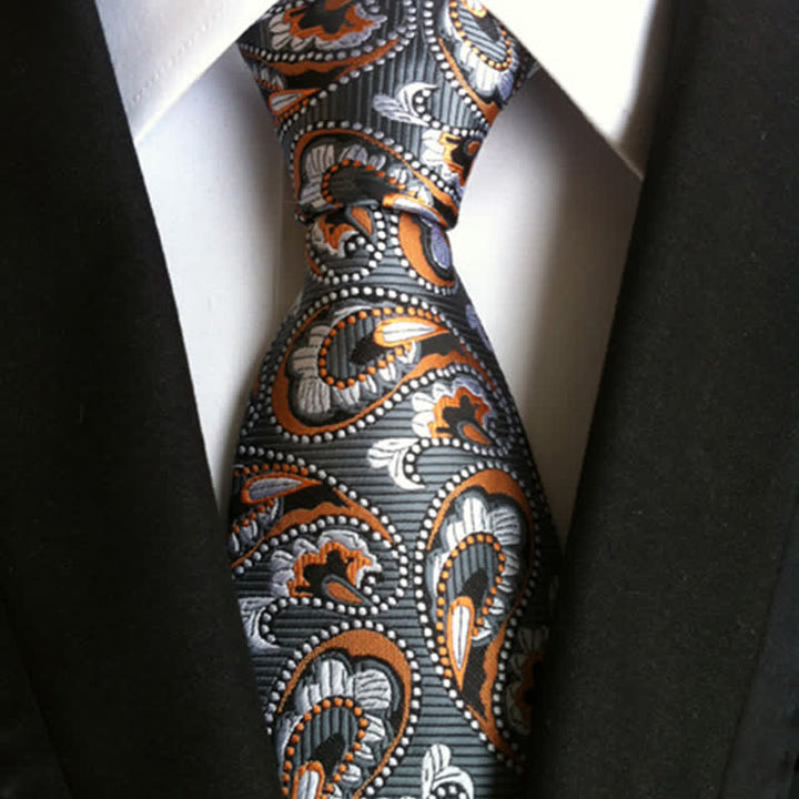 Cravate à motif cachemire Sea Wave pour homme - Gris - image 0