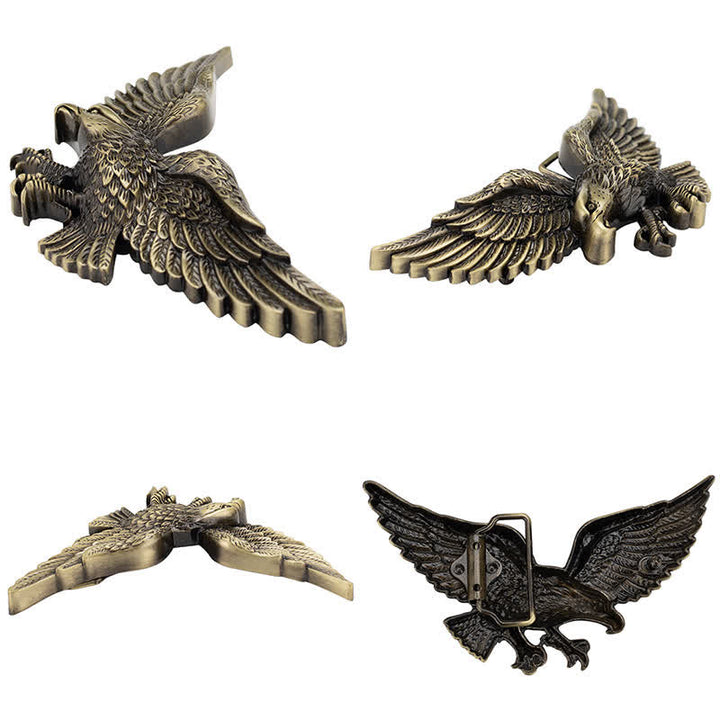 Ceinture en cuir à boucle pour homme avec motif d'aigle volant de grande taille