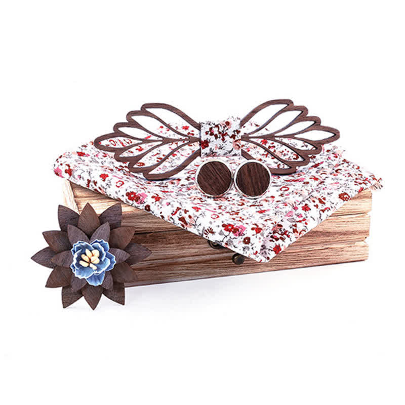Lot de 4 nœuds papillon en bois en forme de feuilles creuses pour homme