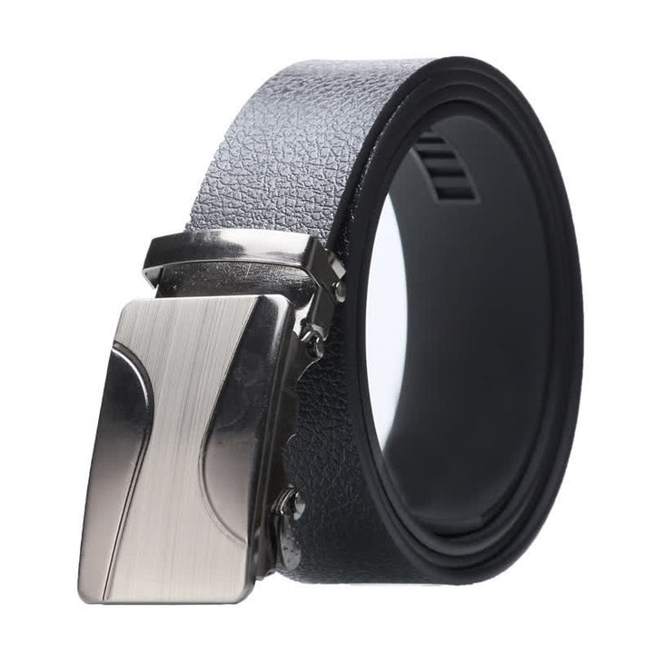 Ceinture en cuir noir à boucle automatique pour homme - Style #4 - Argent - 42 - image 9