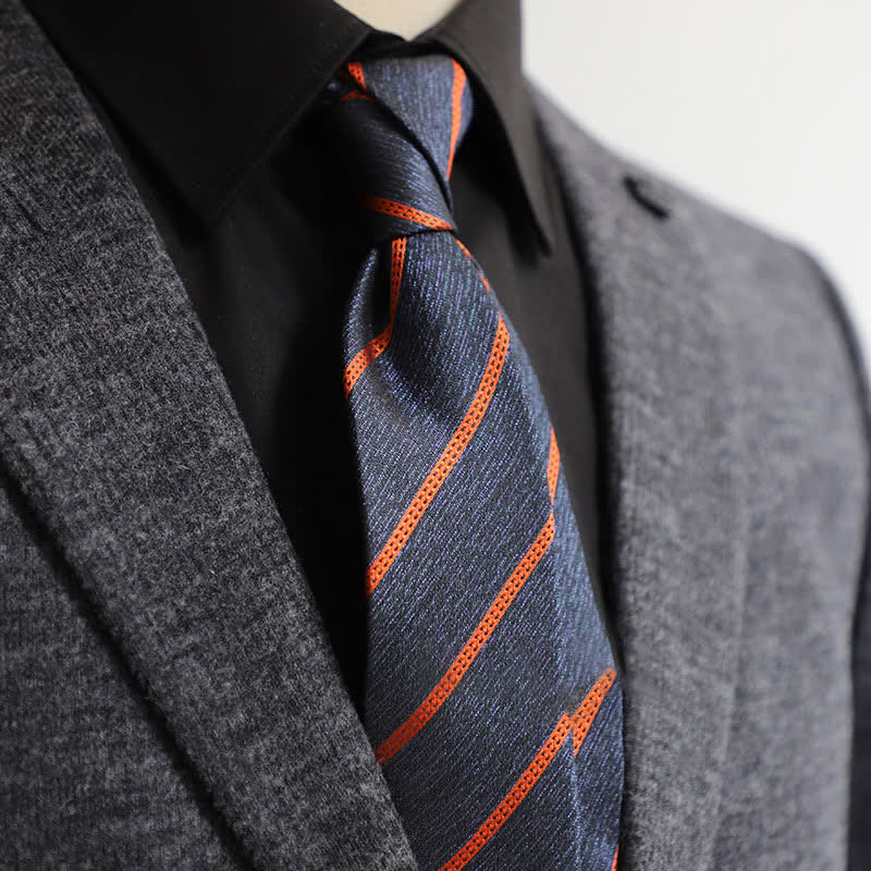 Cravate classique à rayures pour homme - Bleu foncé - image 16