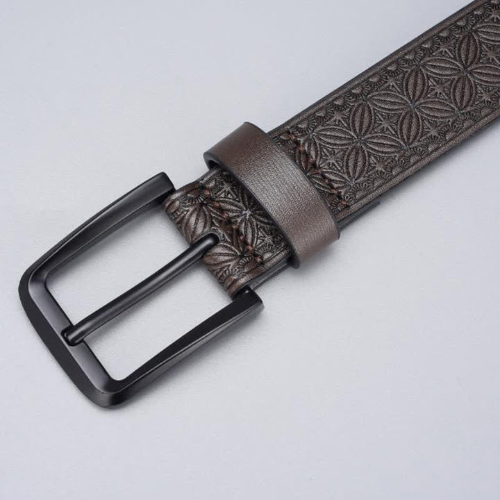 Ceinture en cuir à motif géométrique pour homme