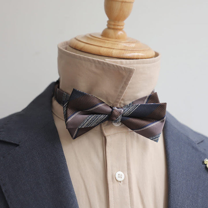 Nœud papillon rétro à rayures et couleurs contrastées pour homme