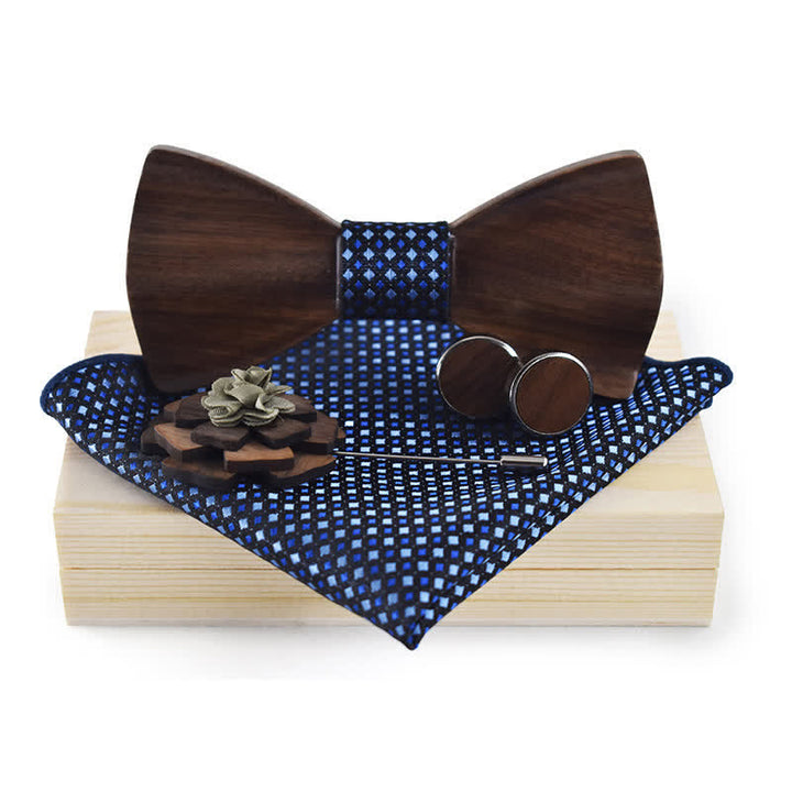 Lot de 4 noeuds papillon vintage en bois noir pour homme