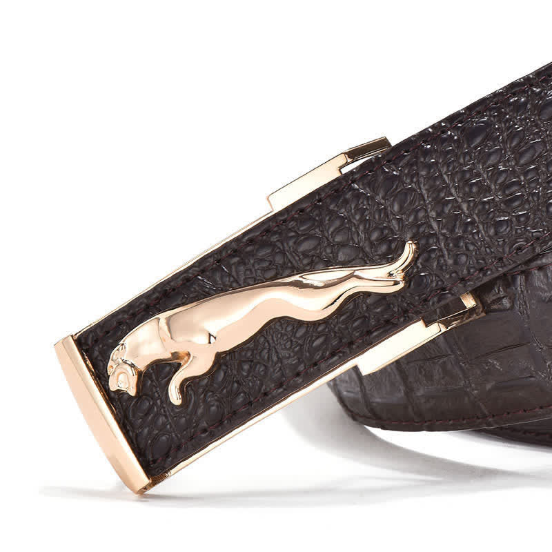 Ceinture en cuir à boucle léopard de luxe pour homme