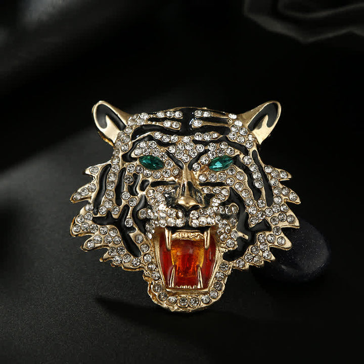 Broche rétro tête de tigre pour homme