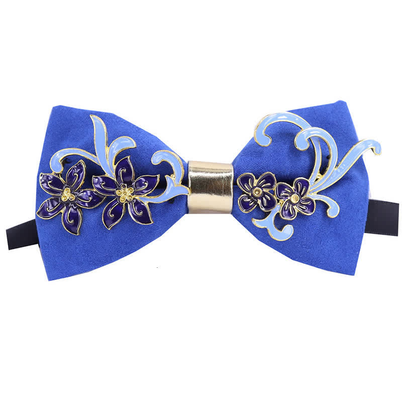Nœud papillon en émail pour homme avec décor de fleurs et de feuilles
