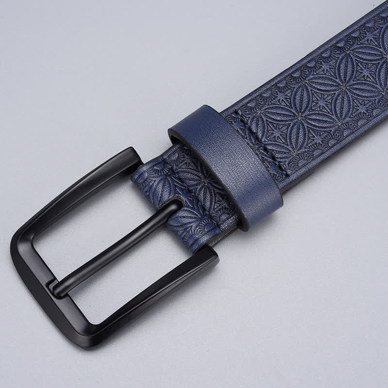 Ceinture en cuir à motif géométrique pour homme