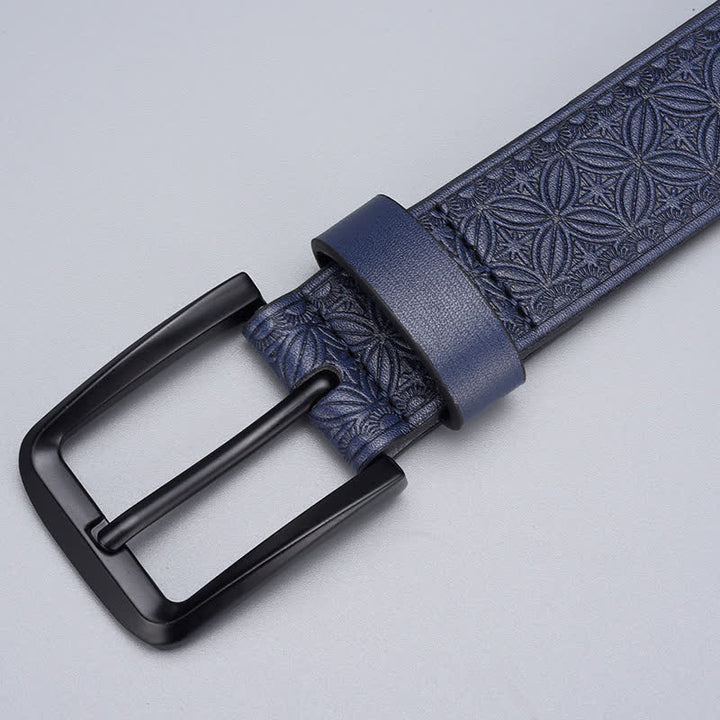 Ceinture en cuir à motif géométrique pour homme