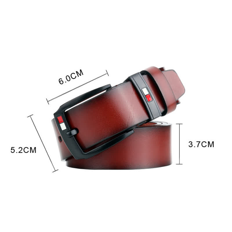 Ceinture en cuir à boucle noire rétro pour homme