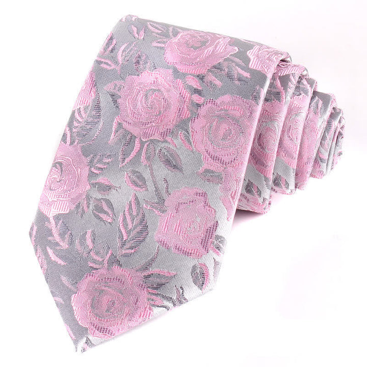 Cravate élégante à feuilles de roses pour hommes