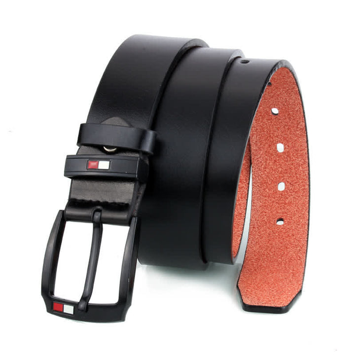 Ceinture en cuir à boucle noire rétro pour homme