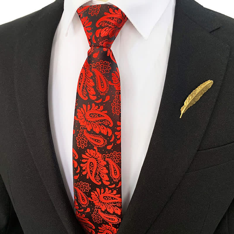 Cravate zippée à motif floral violet et rouge pour homme - image 3