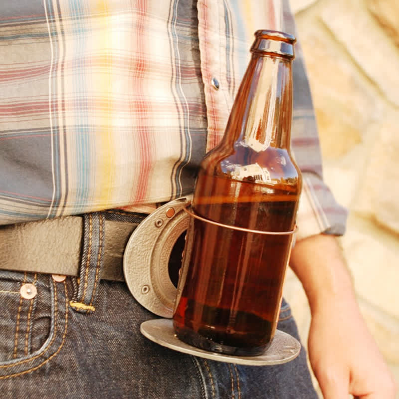 Ceinture en cuir avec boucle créative pour porte-bière et drapeau américain pour homme