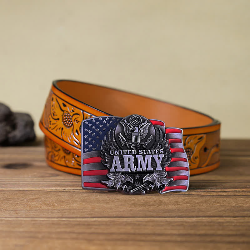 Ceinture en cuir à boucle de l'armée américaine pour homme