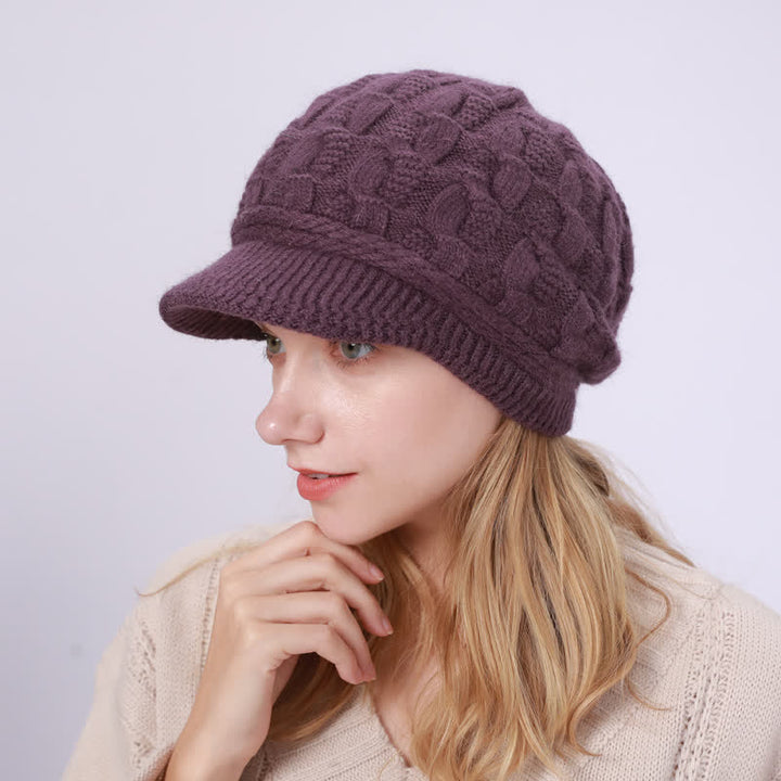 Bonnet à visière ample avec doublure moelleuse pour femme