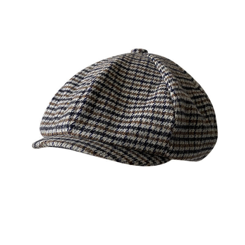 Casquette béret gavroche à carreaux pied-de-poule