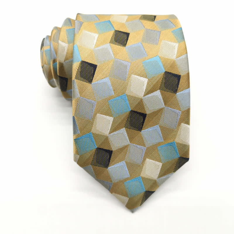 Cravate carrée en pure soie à motif géométrique coloré pour homme