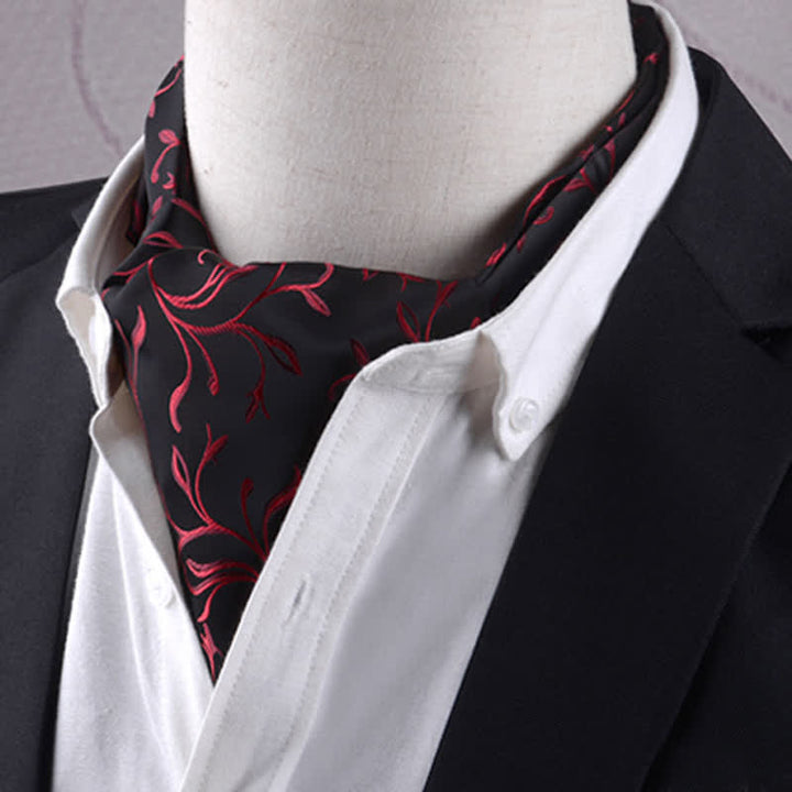 Cravate texturée Vogue à feuilles de feu noires et rouges