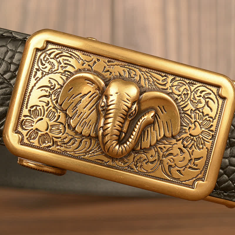 Ceinture en cuir à motif alligator éléphant punk pour homme
