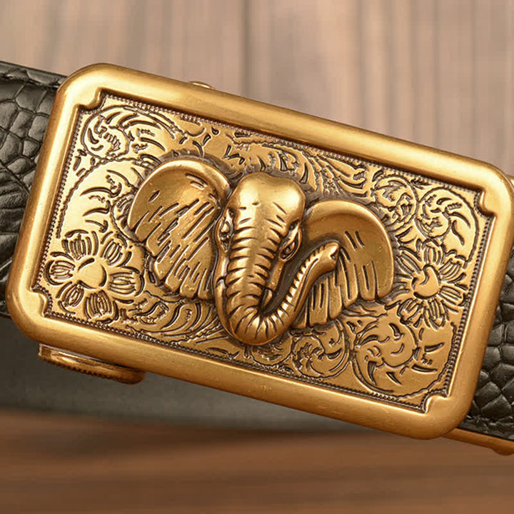 Ceinture en cuir à motif alligator éléphant punk pour homme