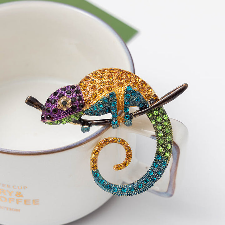 Broche Lézard Caméléon Coloré pour Femme