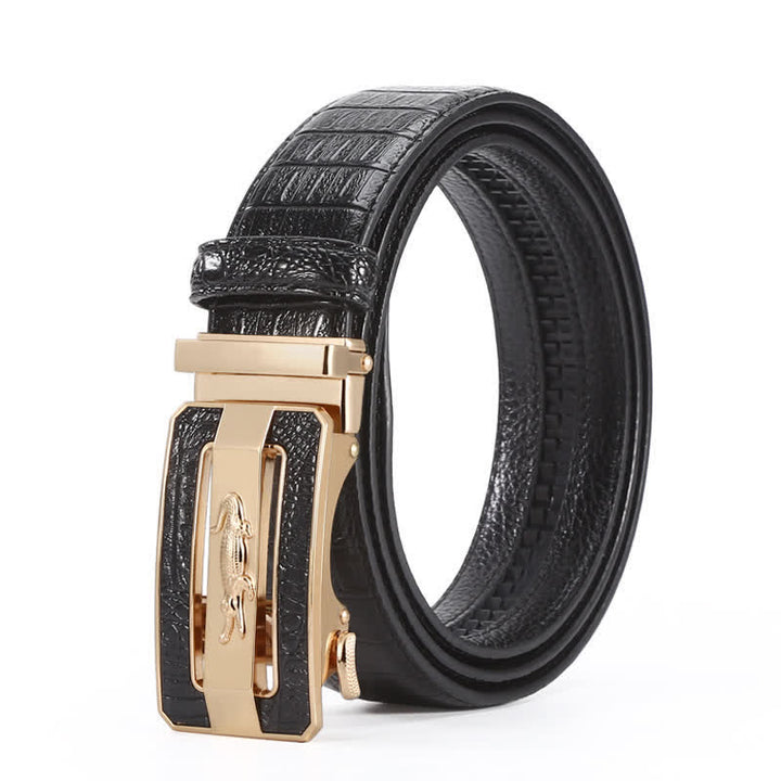 Ceinture en cuir à boucle automatique pour homme, motif crocodile