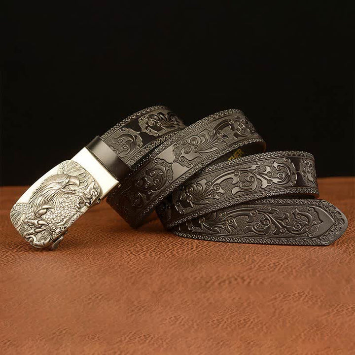 Ceinture en cuir véritable avec boucle aigle pour homme