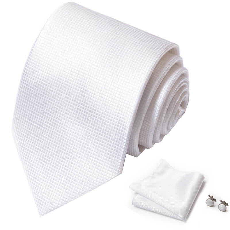 Ensemble de 3 cravates blanches élégantes de couleur unie pour hommes