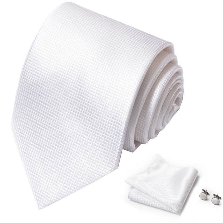 Ensemble de 3 cravates blanches élégantes de couleur unie pour hommes