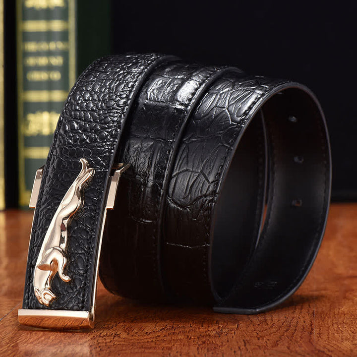 Ceinture en cuir à boucle léopard de luxe pour homme