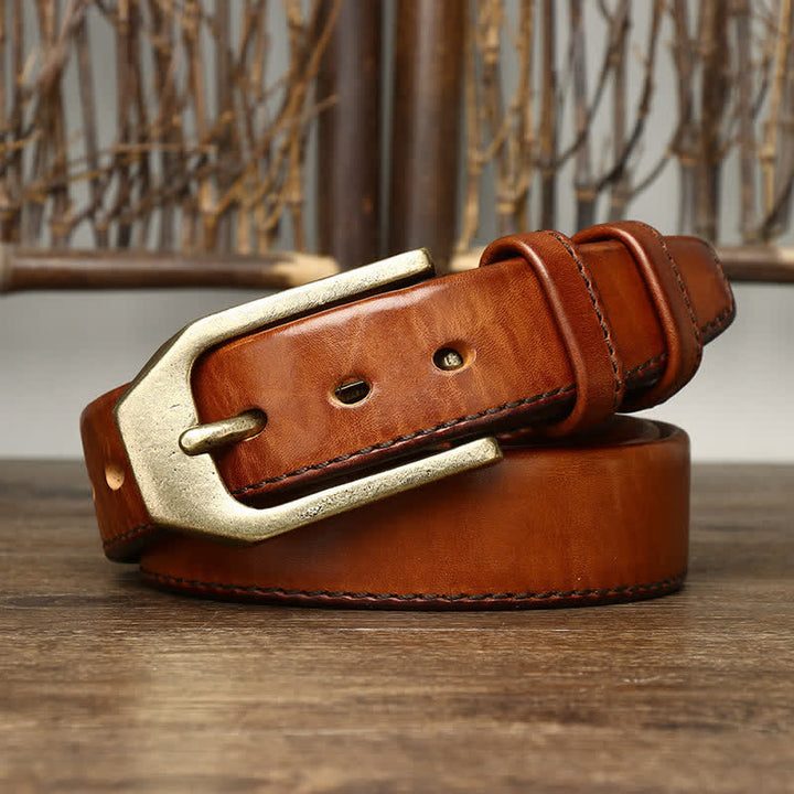 Ceinture en cuir brillant à boucle rectangulaire pour homme