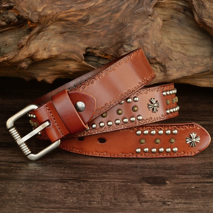 Ceinture décorative unisexe à rivets croisés de style rock