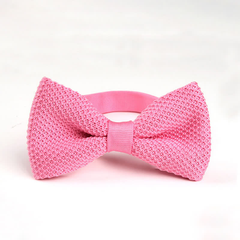 Nœud papillon tricoté double épaisseur de couleur unie pour homme