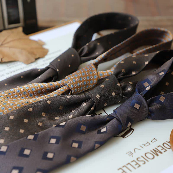 Cravate à rayures pour homme, série couleurs café, motif cachemire