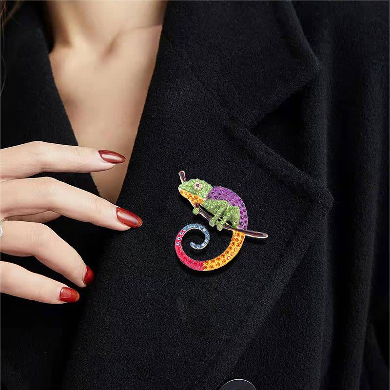 Broche Lézard Caméléon Coloré pour Femme