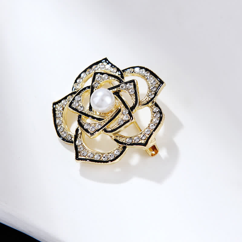 Broche décorative creuse en forme de camélia pour femme