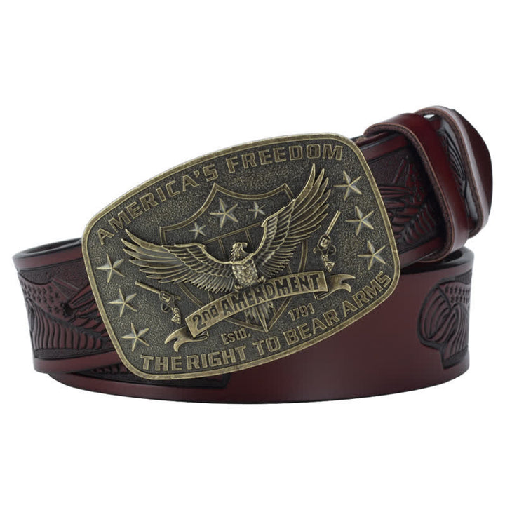Ceinture en cuir rétro pour homme avec motif aigle America's Freedom
