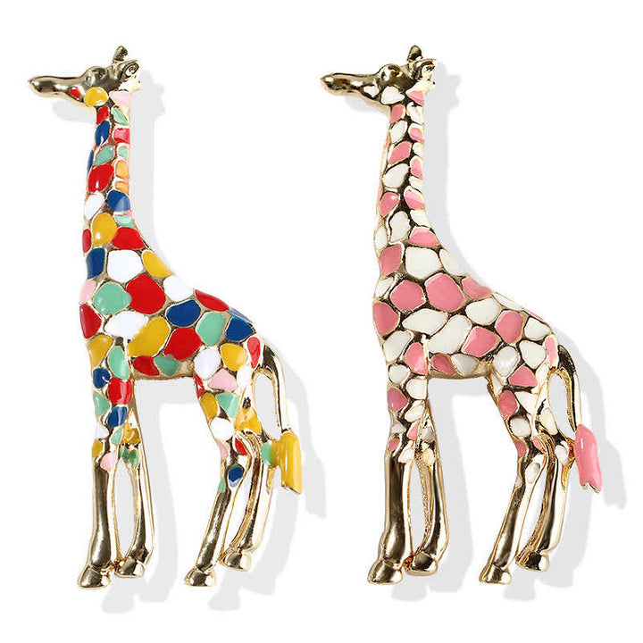 Broche girafe en émail brillant pour femme