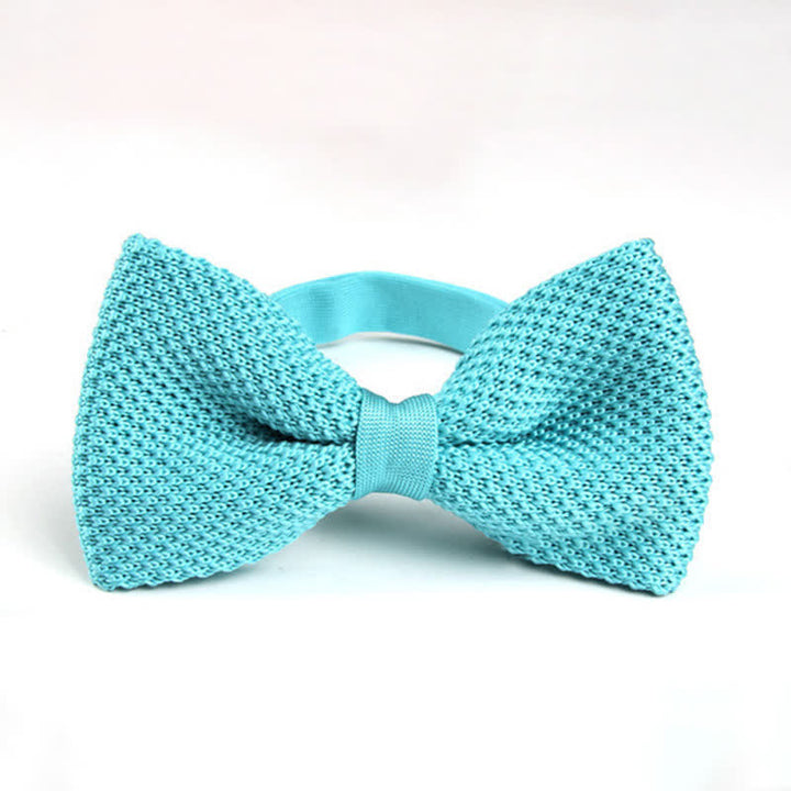 Nœud papillon tricoté double épaisseur de couleur unie pour homme