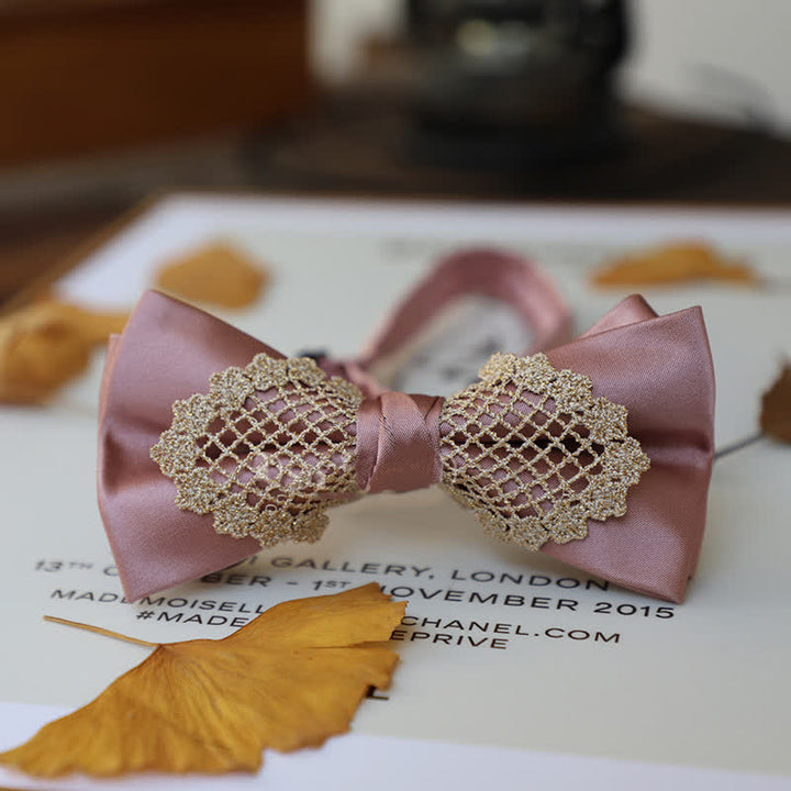 Nœud papillon élégant en dentelle fleurie pour homme