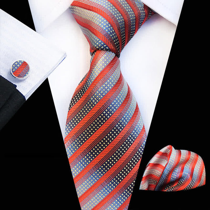 Ensemble de 3 cravates modernes à rayures orange et grises pour hommes