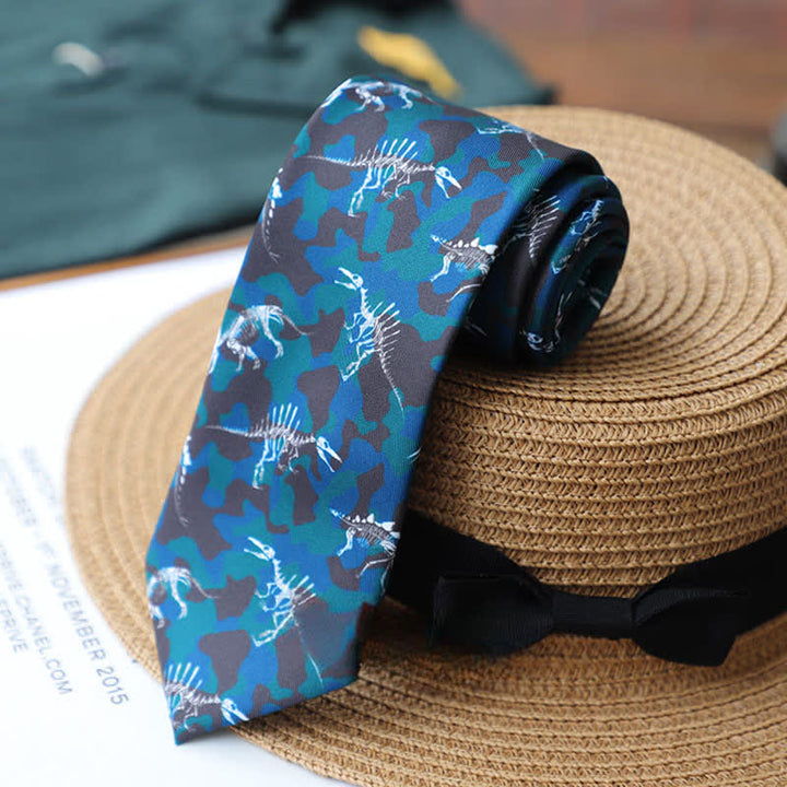 Cravate pour homme à motifs de créatures préhistoriques colorées