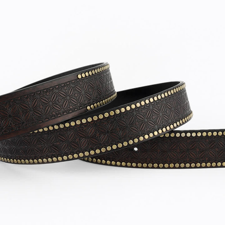 Ceinture en cuir cloutée à tête de taureau Longhorn pour homme