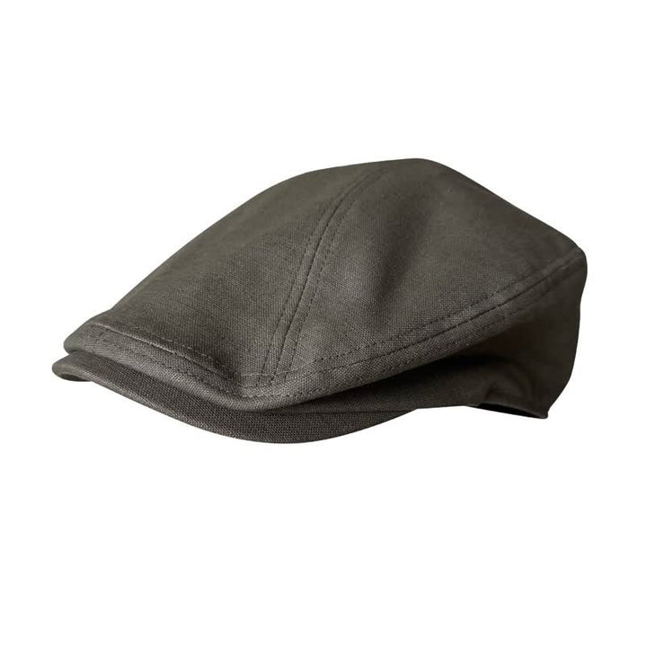 Casquette plate béret respirante en lin vert armée